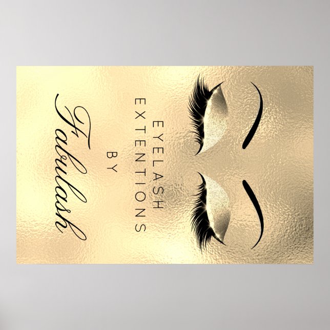 Poster Maquillage Beauté Salon Nom Gold Luxury Eyebrows (Devant)