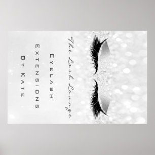 Poster Maquillage Beauté Salon Nom Gris Argent Lashes