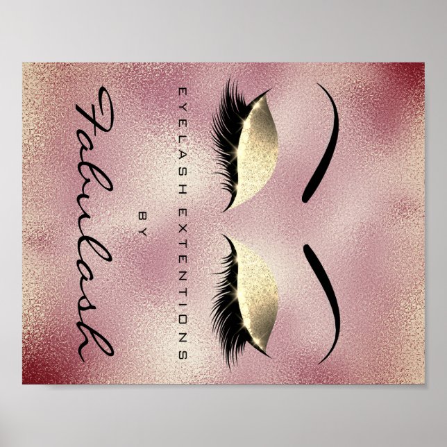 Poster Maquillage Beauté Salon Nom Or RoseGlitter Eyebrow (Devant)