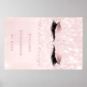 Poster Maquillage Beauté Salon Nom Rose Blanc Lashes