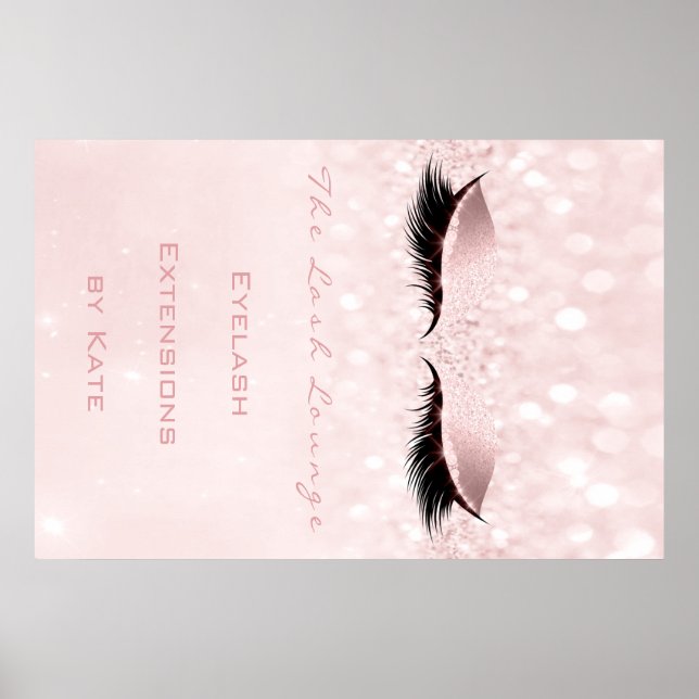 Poster Maquillage Beauté Salon Nom Rose Blanc Lashes (Devant)