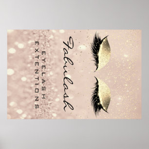 Poster Maquillage Beauté Salon Nom Rose Gold Glam Eyebrow