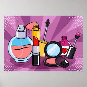 Poster Maquillage d'art pop glamour\Collection de cosméti