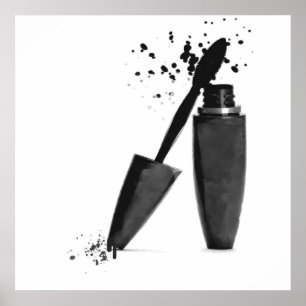Poster Maquillage noir et blanc mode mascara beauté