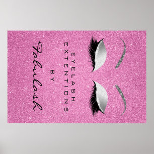 Poster Maquillage Salon de Beauté Eyebrow Nom Argent Rose