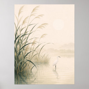 Poster Marais de Roseau Murmurant Minimaliste Japonais N