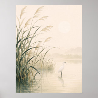 Poster Marais de Roseau Murmurant Minimaliste Japonais N