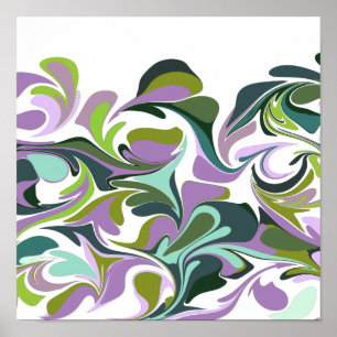 Poster Marbre Abstrait violet et vert