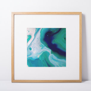 Poster Marbre aux Tourbillons de Turquoise Bleu Art Abstr