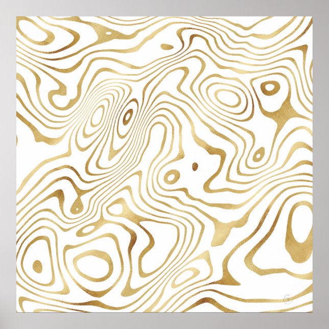Poster Marbre blanc moderne Abstrait (Devant)