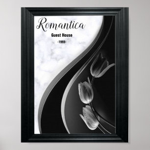 Poster Marbre blanc, Noir, Filigree Or