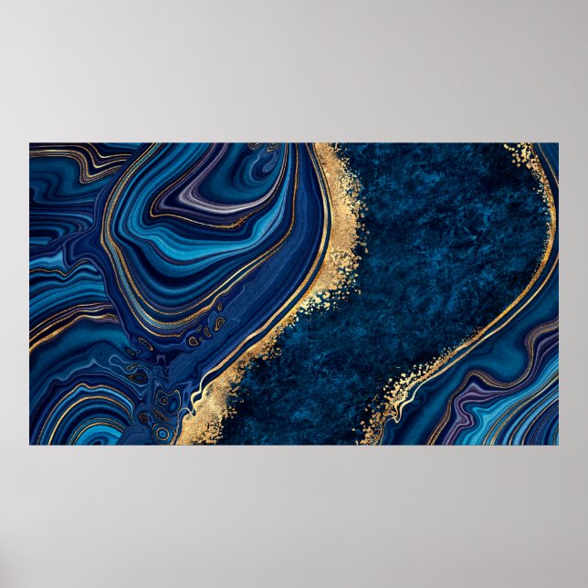 Poster marbre bleu arrière - plan abstrait agate granite  (Devant)