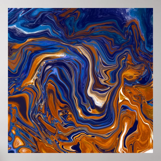Poster Marbre bleu et cuivre (Devant)