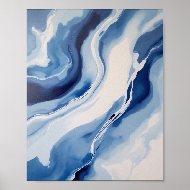 Poster Marbre Bleu Profond (Devant)