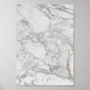 Poster Marbre de Carrare blanc or classique personnalisé
