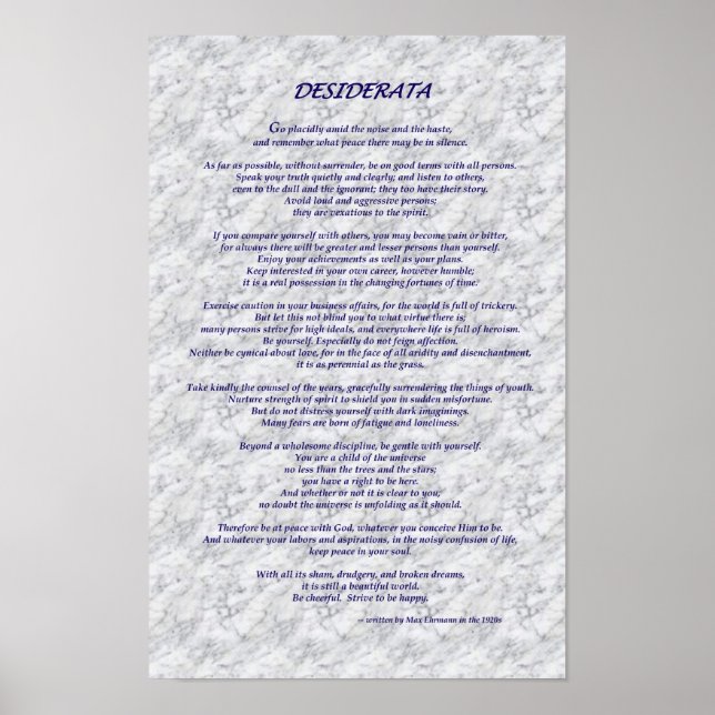 Poster Marbre de Desiderata (Devant)