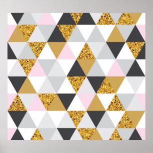 Poster Marbre doré, texture géométrique transparente