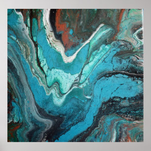 Poster Marbre en cuivre turquoise Acrylique Art Abstrait