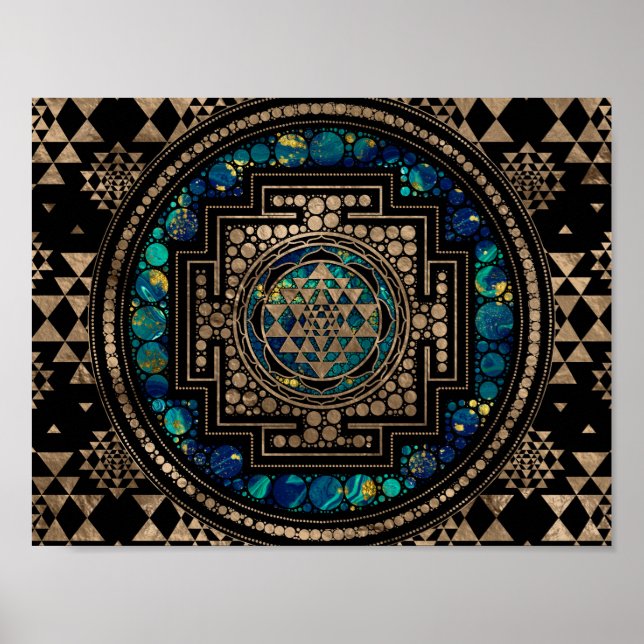 Poster Marbre et or Sri Yantra / Sri Chakra (Devant)
