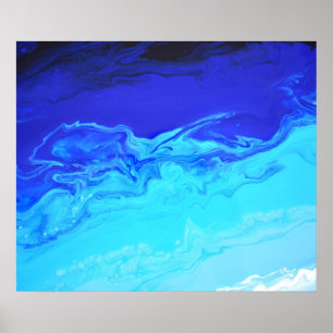 Poster Marbre fluide abstrait bleu saphir de la marine