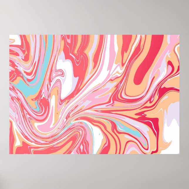 Poster Marbre liquide Abstrait ou fond de tendance époxy (Devant)