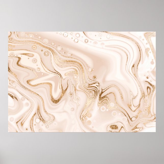 Poster Marbre liquide beige avec éclaboussure de parties  (Devant)