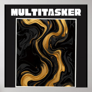 Poster Marbre Liquide Multitasker Or - Abstrait Luxueux