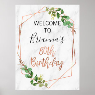 Poster Marbre Rose Gold Foliage 80e anniversaire Pos d'ac