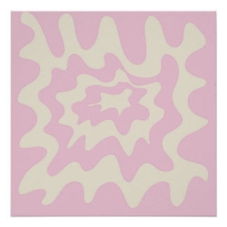 Poster Marbre Rose Rayure Ondulée Groovy Moderne Printemp
