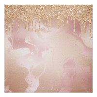 Marbre Rosegold Blush avec Droplets Parties scinti