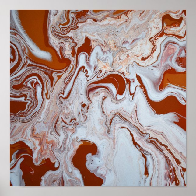 Poster Marbre rouge de Bourgogne Abstrait Fluid Art (Devant)