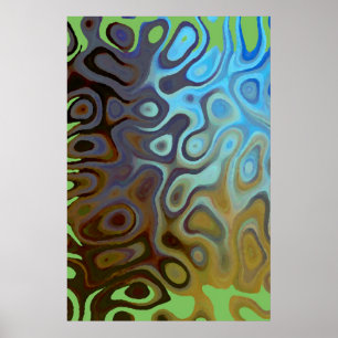 Poster Marbre Slick Métallique Bleu Vert
