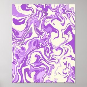 Poster Marbre Tourbillonnant Abstrait aux Teintes de Viol