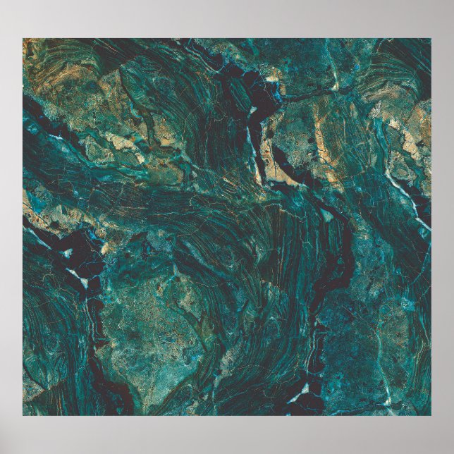 Poster Marbre vert foncé : texture luxueuse. (Devant)