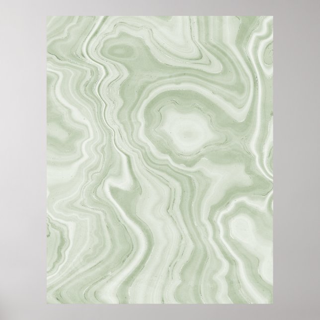 Poster Marbre vert Sage (Devant)