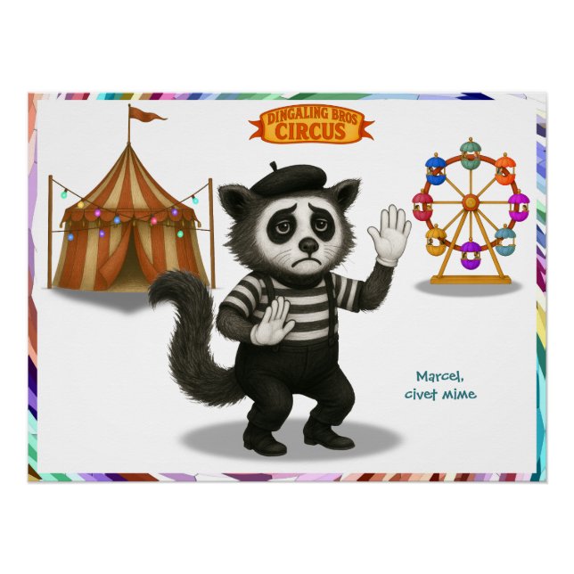 Poster Marcel, civette mime (Devant)