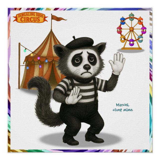 Poster Marcel, civette mime (Devant)