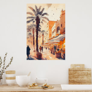 Poster Marché alimentaire marocain
