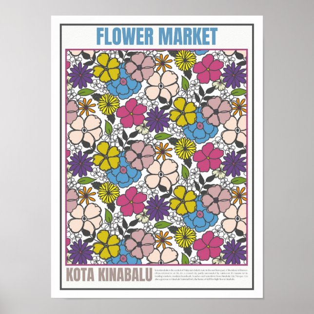 Poster Marché aux fleurs Asie du Sud-Est Kota Kinabalu (Devant)