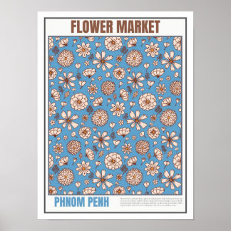 Poster Marché aux fleurs Asie du Sud-Est Phnom Penh