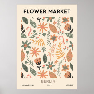 Poster Marché aux Fleurs de Berlin coloré Floral
