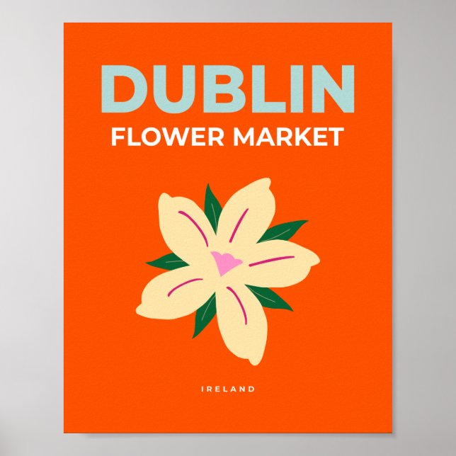 Poster Marché aux fleurs de Dublin Orange Cute Preppy Flo (Devant)