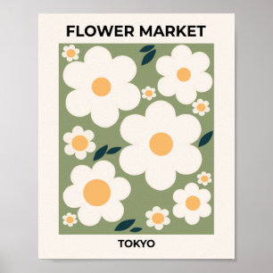 Poster Marché aux fleurs florales de Tokyo Fleurs Abstrai