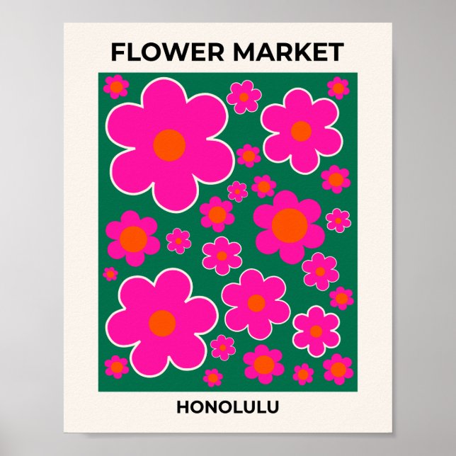 Poster Marché aux Fleurs Honolulu Décor Moderne Fleurs Ré (Devant)
