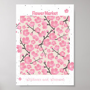 Poster Marché aux fleurs japonaises