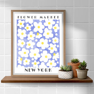 Poster Marché aux fleurs mignonette Rétro Daisy Jaune ble