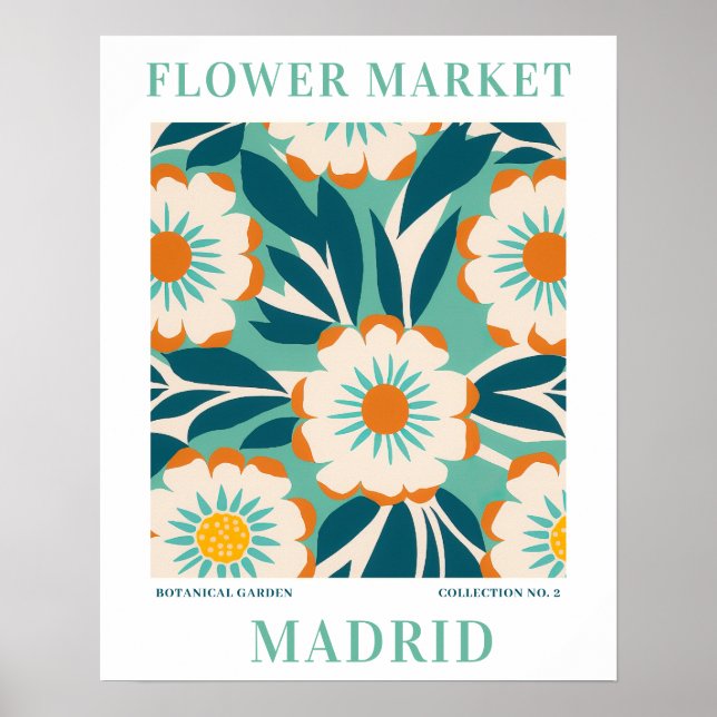 Poster Marché aux fleurs moderne Madrid Fleurs botaniques (Devant)