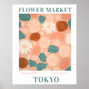 Poster Marché aux fleurs moderne Tokyo Fleurs botaniques