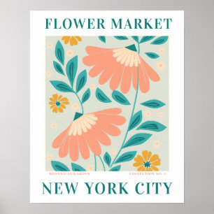Poster Marché aux fleurs modernes New York Fleurs botaniq