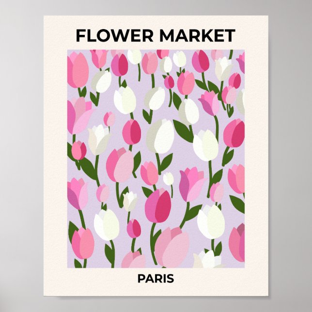 Poster Marché Aux Fleurs Paris Tulipes Rose Et Lilac (Devant)